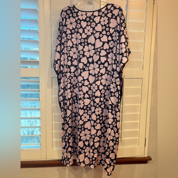 Kate Spade Spade Clover Hearts Caftan pink black coverup dress tunic - Picture 9 of 16